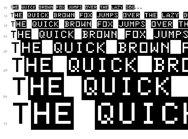 Color Basic font waterfall